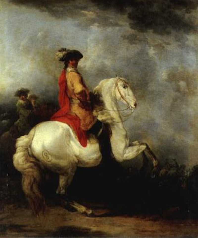 Cavalier in yellow coat and red cloak by Francesco Giuseppe Casanova