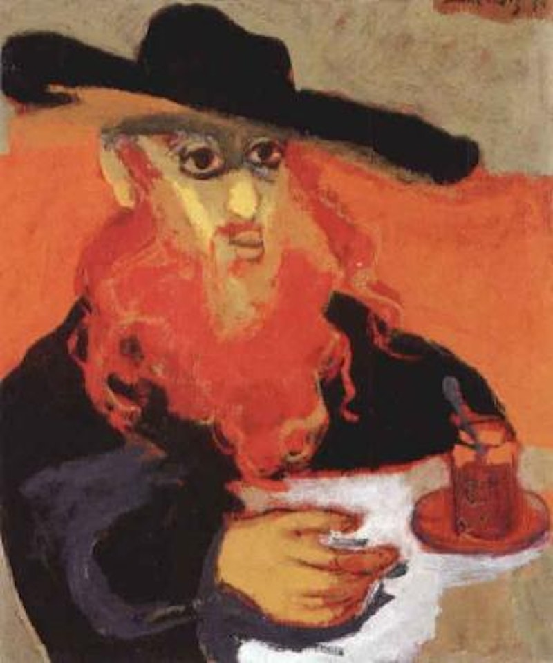 Rabbi with a glass of tea by Emmanuel Mané-Katz