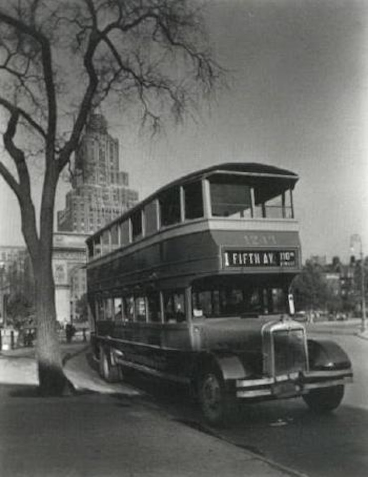 Fifth Avenue bus, Washington Square, Manhattan by Berenice Abbott