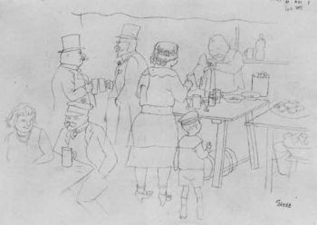 In a brewery by George Grosz