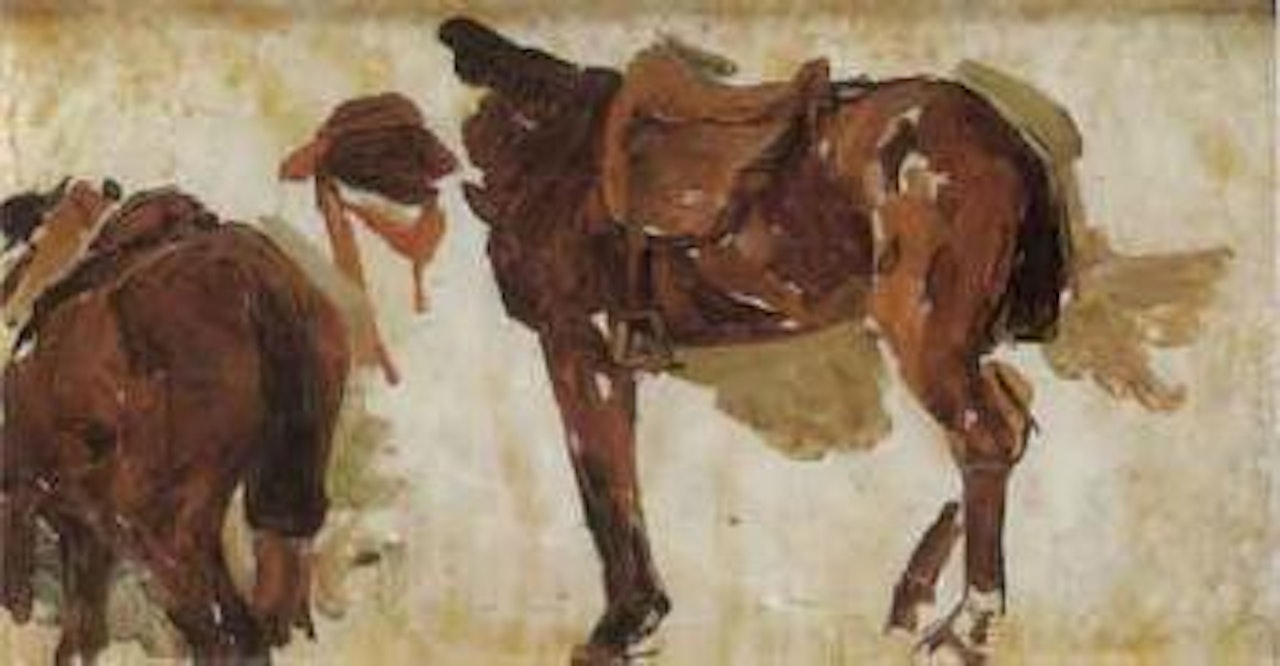Study of horses with saddles by Joaquin Sorolla Y Bastida