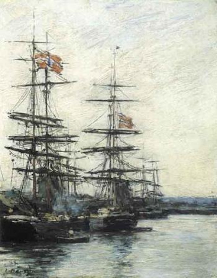 Navire anglais dans le Bassin de Deauville by Eugène Boudin