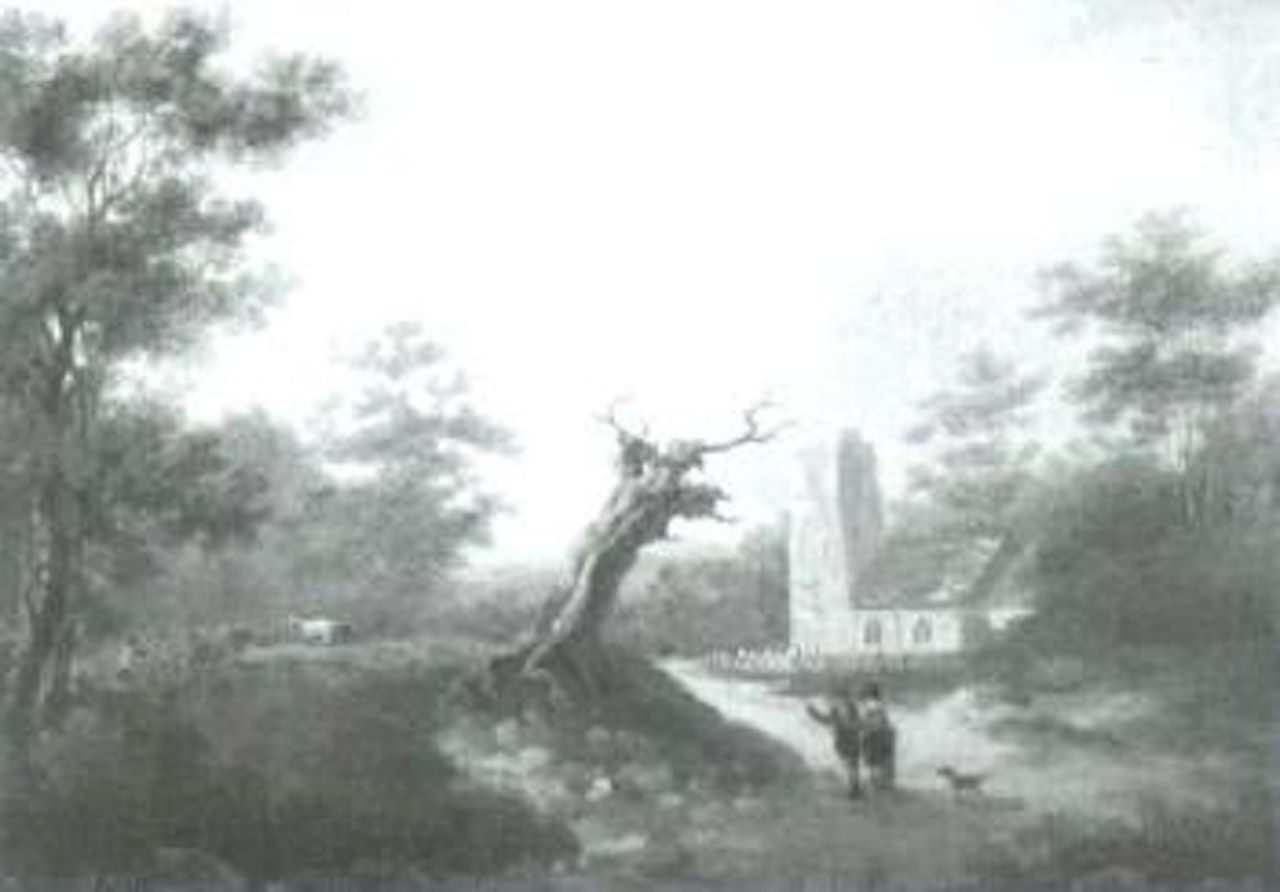 Landscape with church probably Suffolk by Thomas Gainsborough