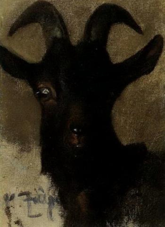 Black goat by Heinrich von Zugel