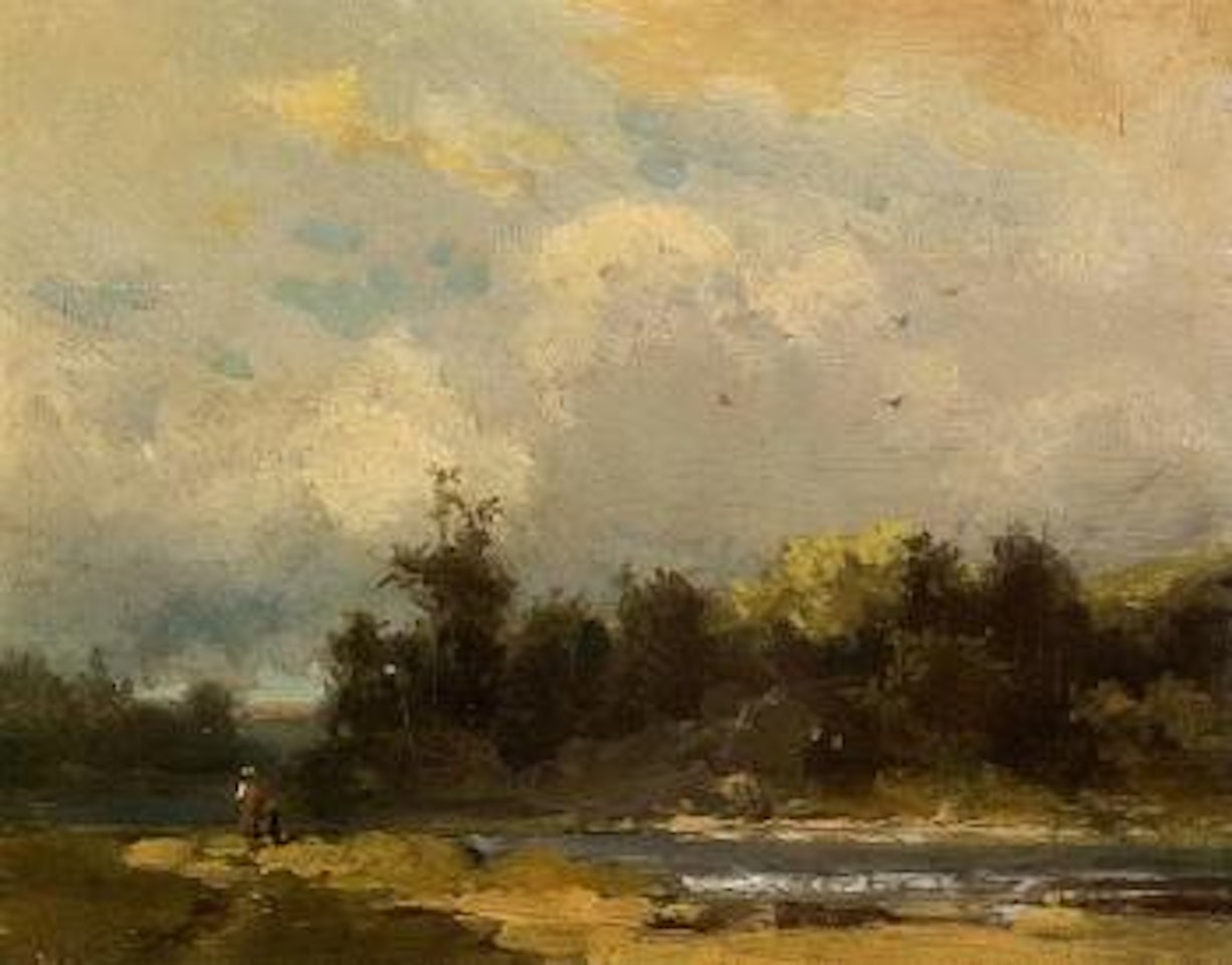 River landscape in summer by Carl Spitzweg