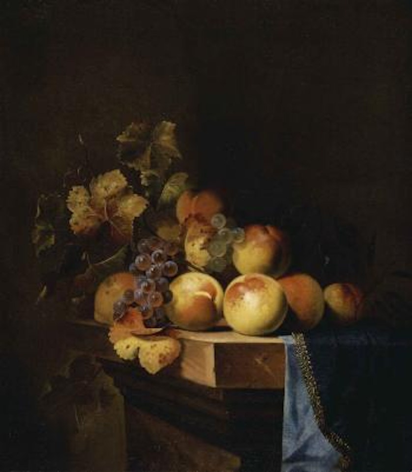 Still life with peaches Portrait of by Willem van Aelst