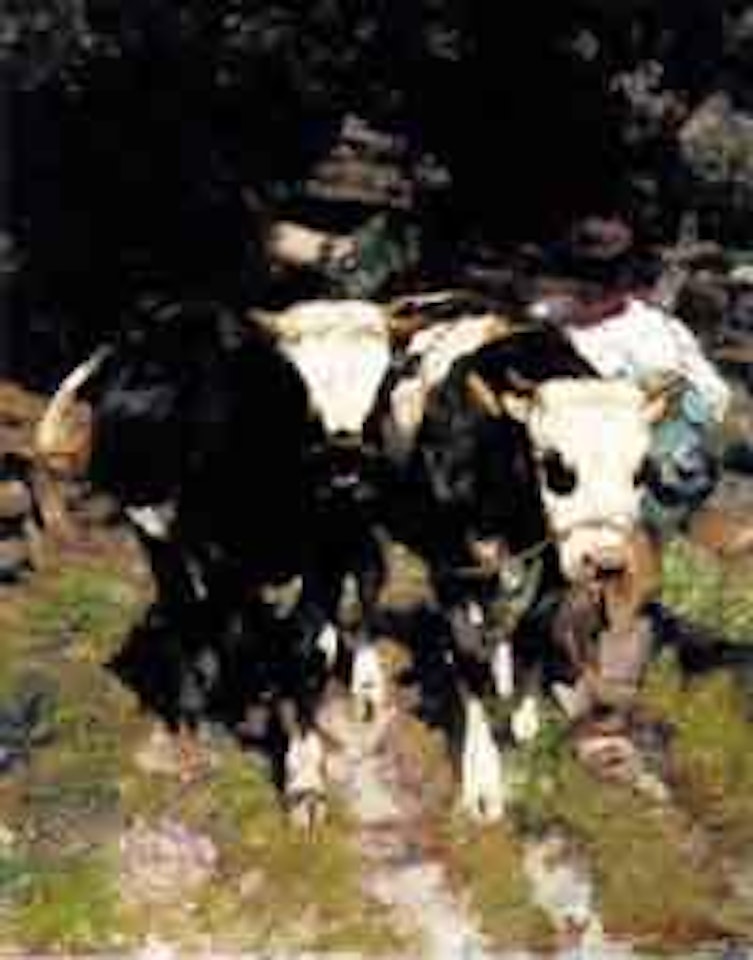 Peasant with cows by Heinrich von Zugel