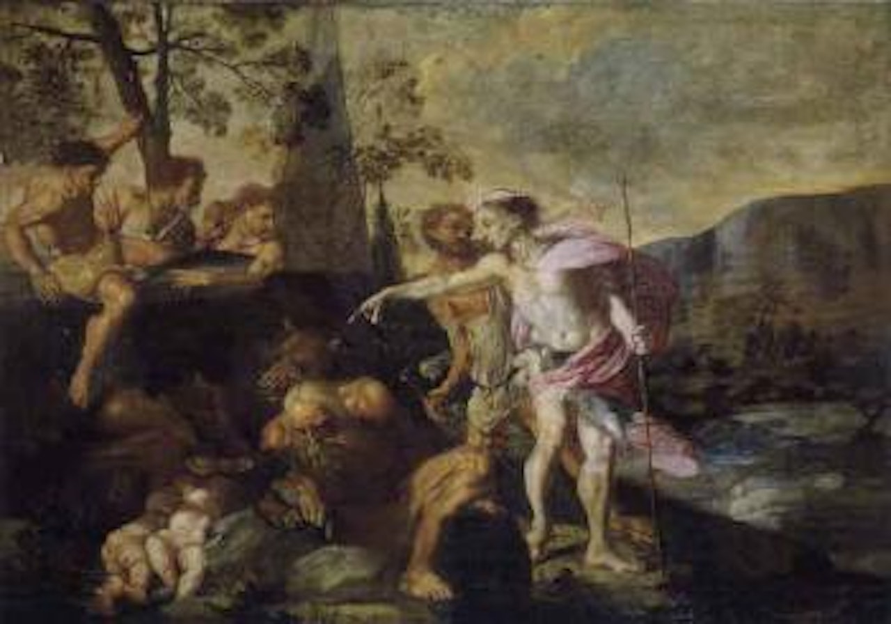 Discovery of Romulus and Remus through shepherds by Italian School