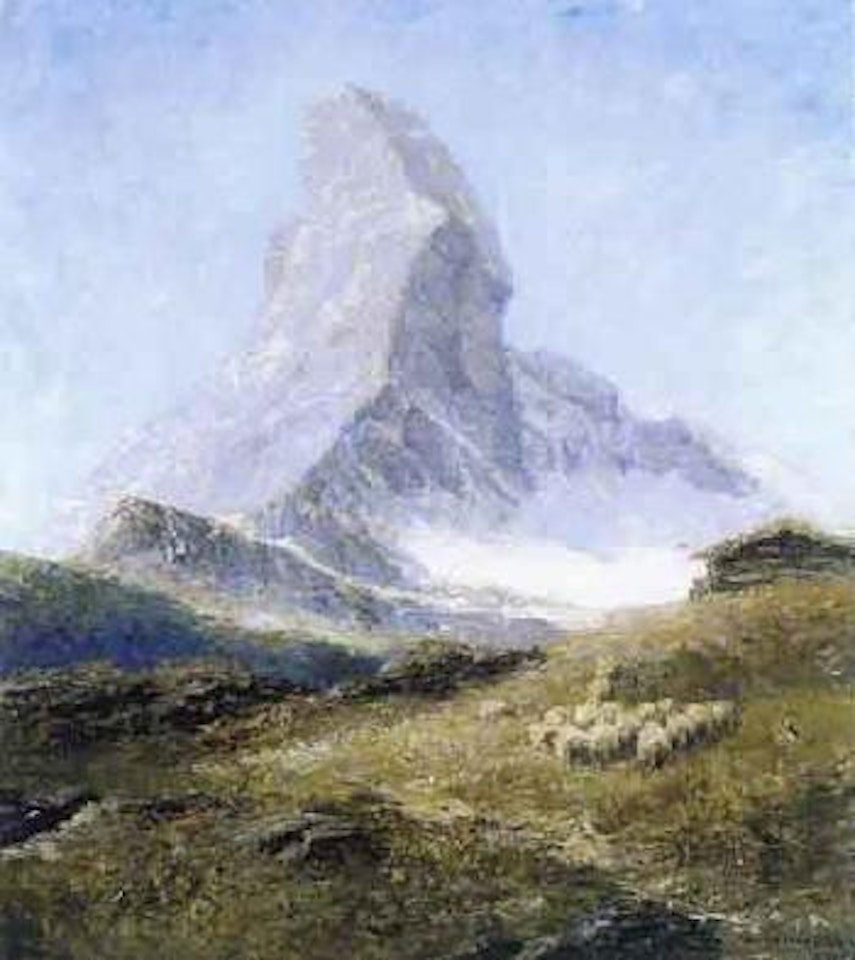 Matterhorn with flock of sheep in foreground by Otto Pippel