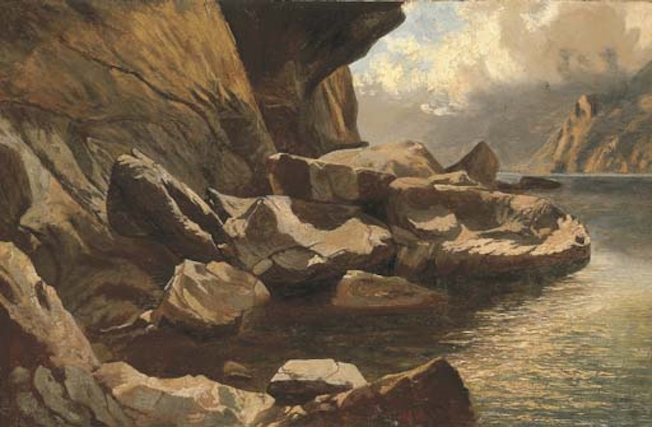 Falaises et rochers au bord du lac des Quatres-Cantons by Alexandre Calame