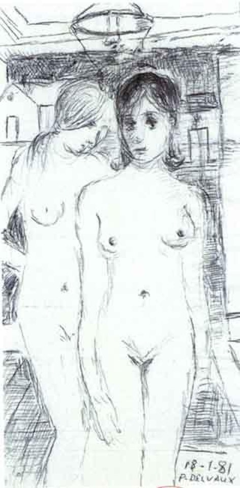 Deux nus by Paul Delvaux