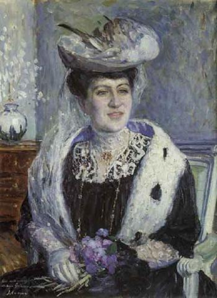 Portrait de Madame Guillaumin au bouquet de violettes by Henri Lebasque