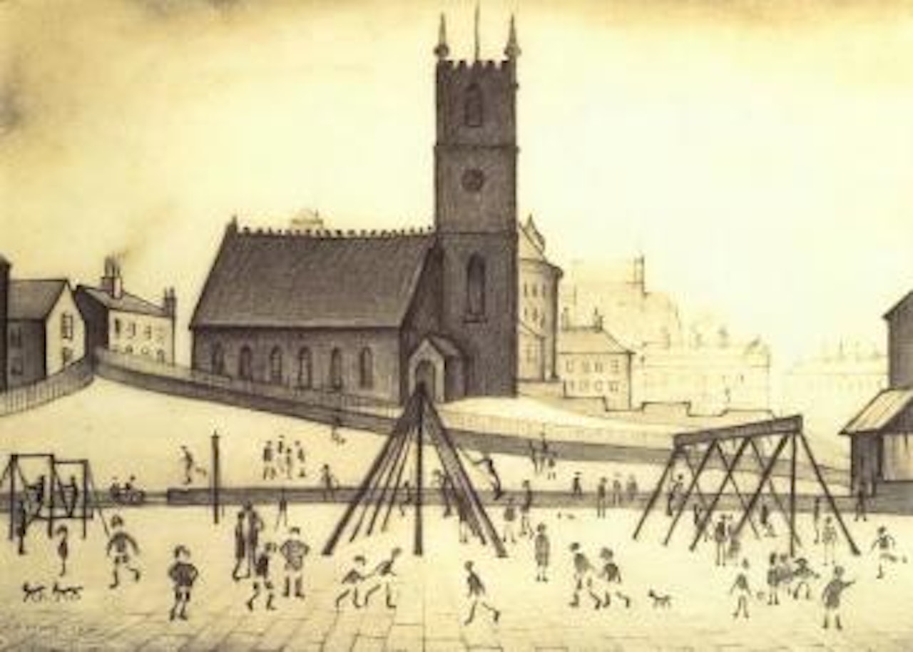 Playground, angel meadow by Laurence Stephen Lowry