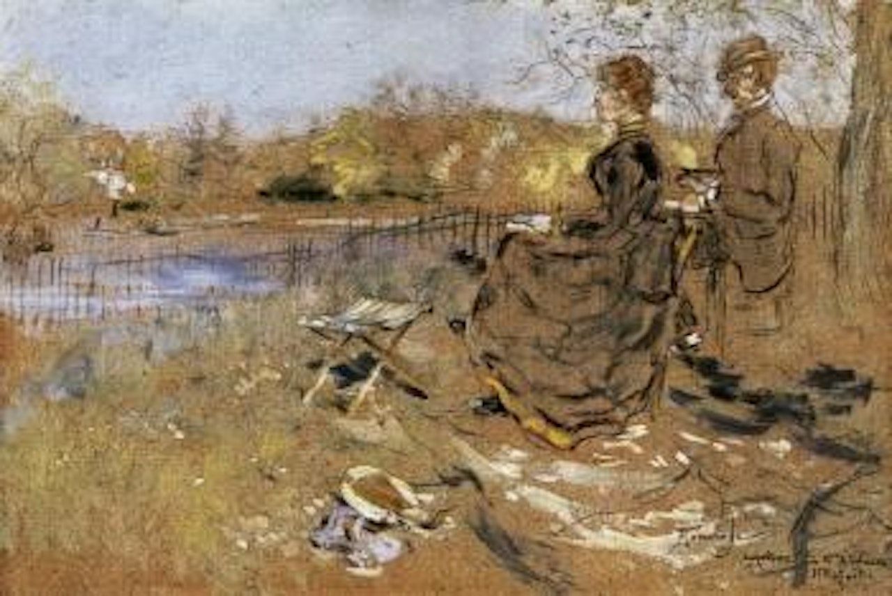 La lecture au bord de fleuve by Jean Francois Raffaelli