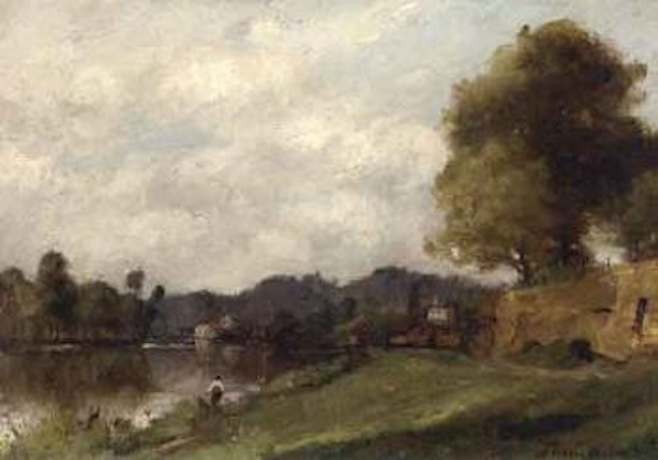 Bord de riviere anime by Paul Désiré Trouillebert