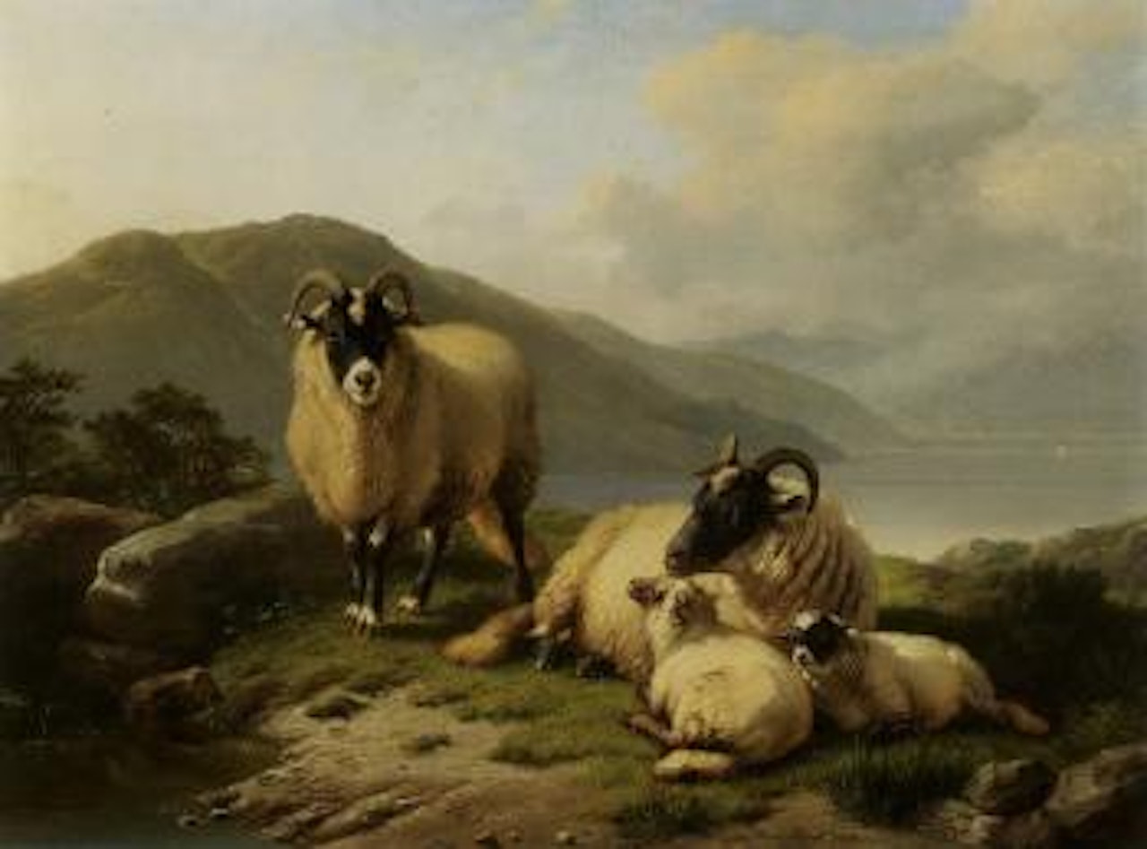 Sheep in a landscape by Eugène Joseph Verboeckhoven