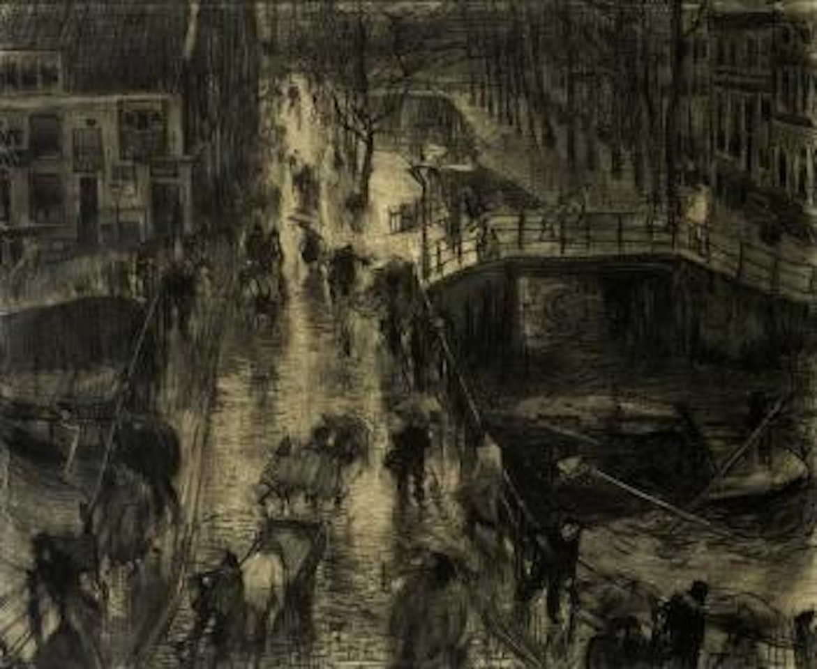 Rainy weather on the Leliegracht, Amsterdam by Isaac Israels
