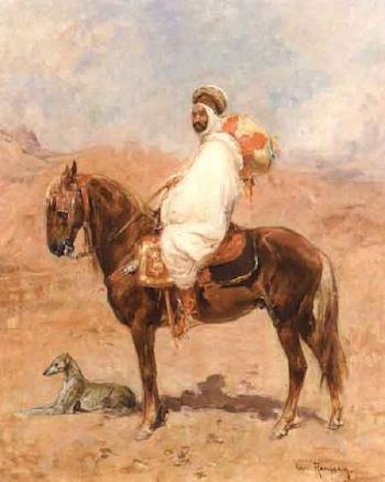 Arab horseman with saluki by Henri Émilien Rousseau