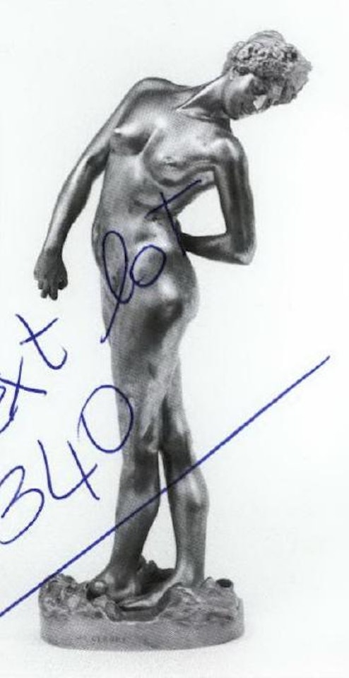 Naked female playing with a ball with maskheads at her feet by Jean Léon Gérome