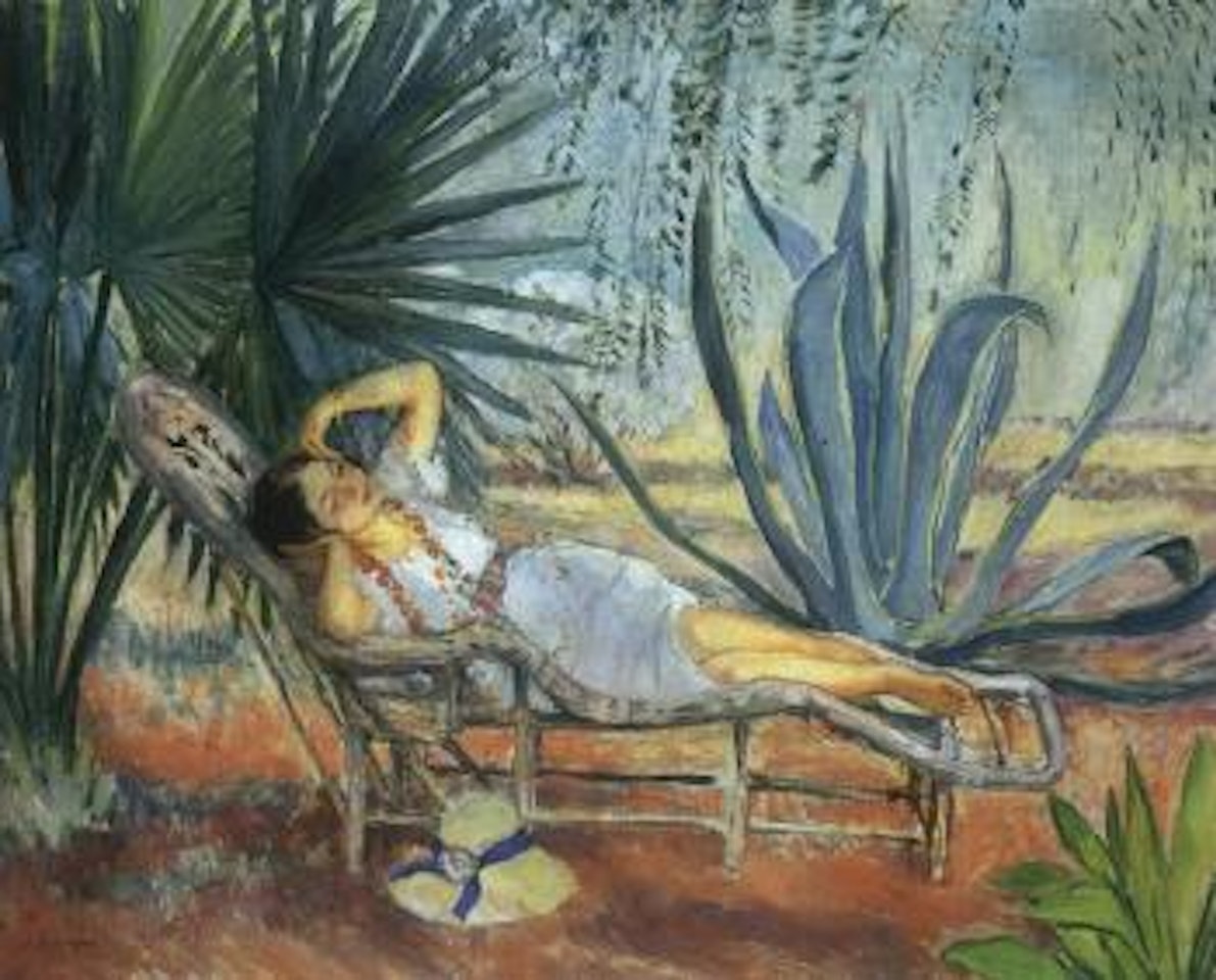 Saint-Tropez, Marthe assoupie dans une chaise longue by Henri Lebasque