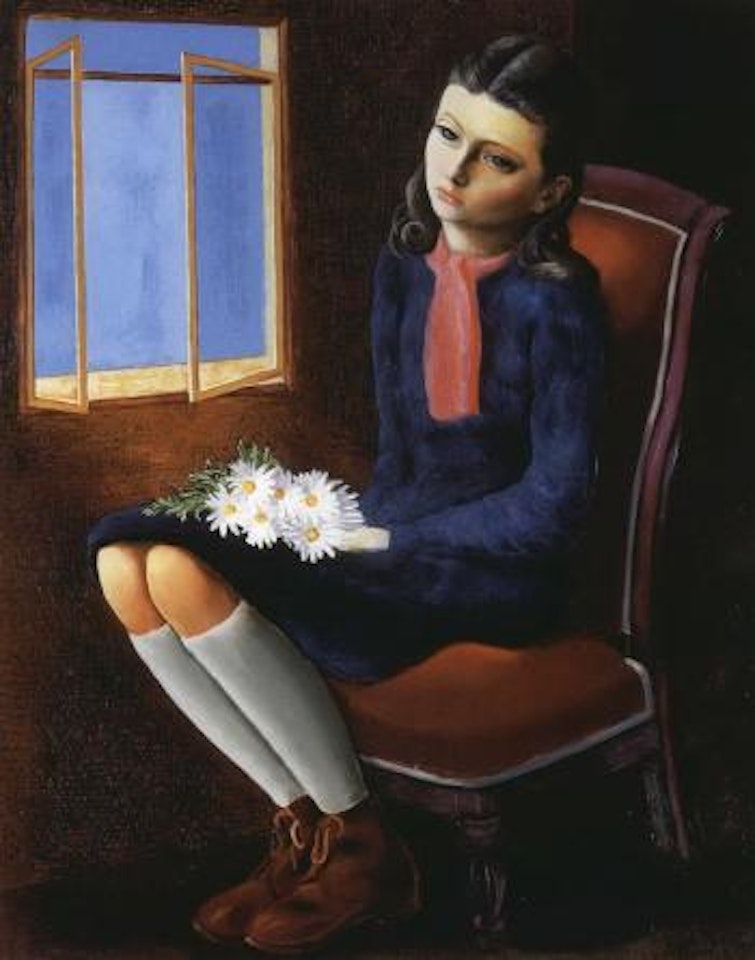 Jeune fille assise aux marguerites by Moïse Kisling