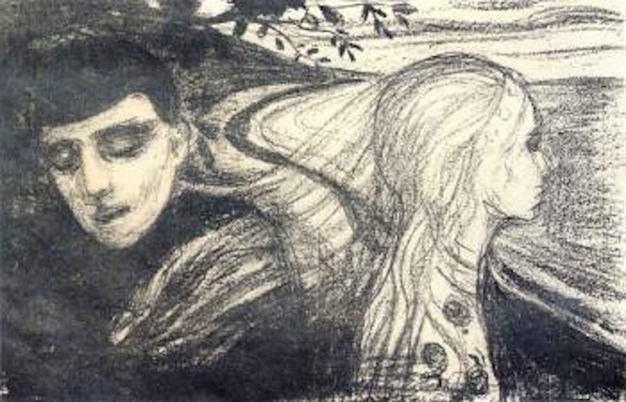 Losloesung - man and woman by road by Edvard Munch