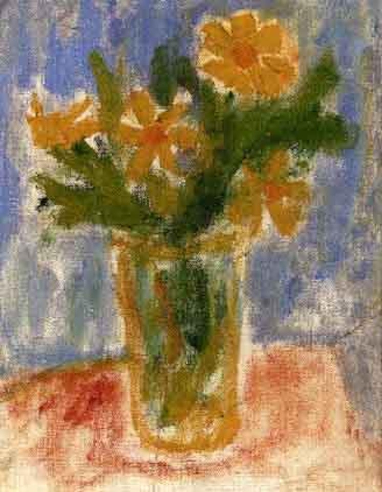 Yellow flowers in vase by Ivan Ivarson