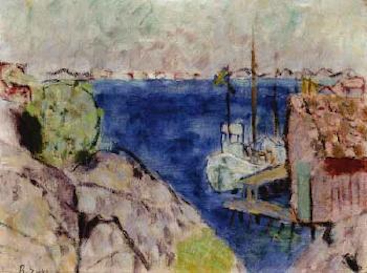 Fishing boat by the jetty by Ragnar Sandberg