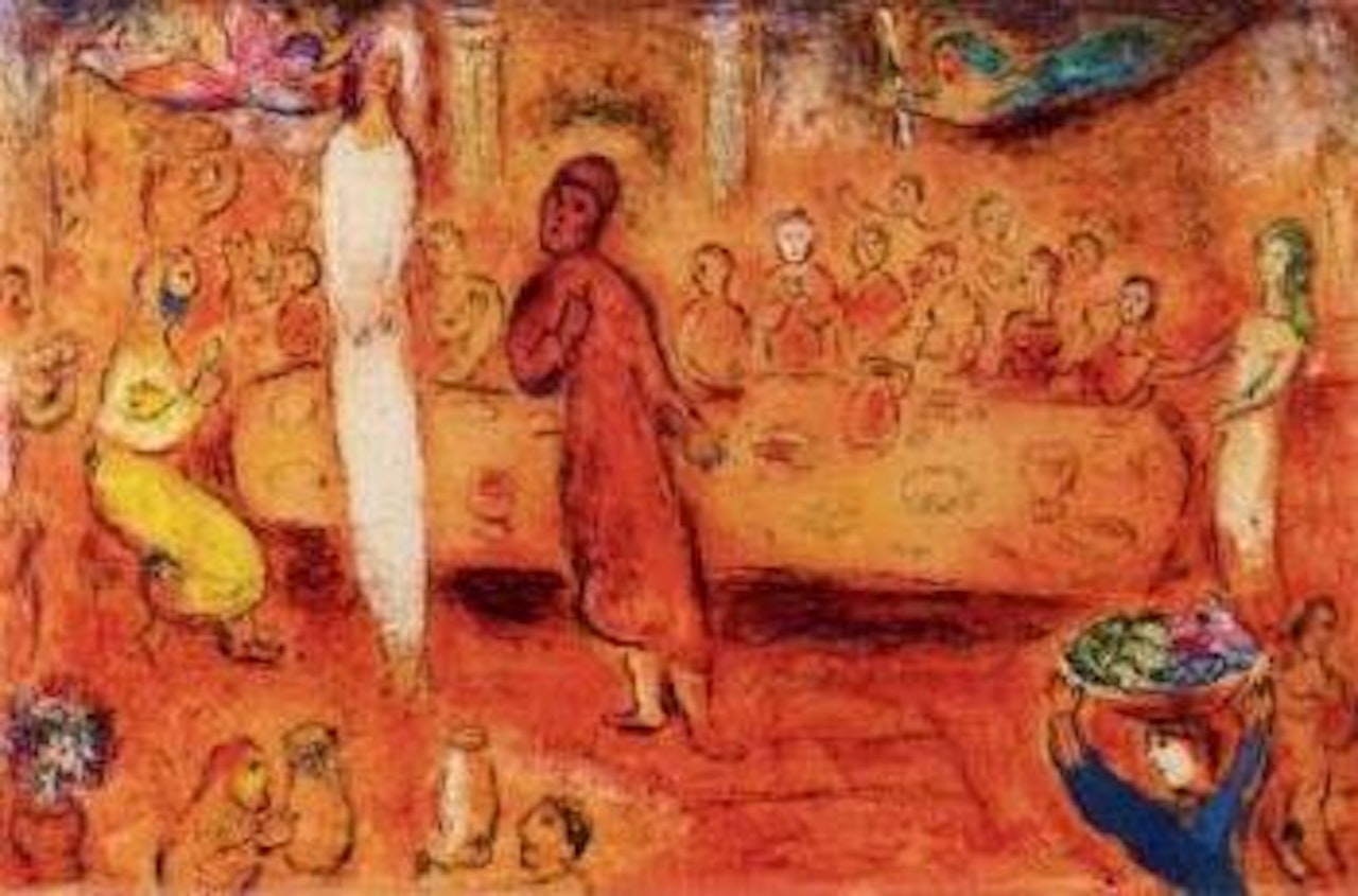 Megacles recognises his daughter during the feast by Marc Chagall