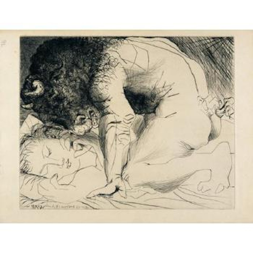 Minotaure caressant une dormeuse by Pablo Picasso