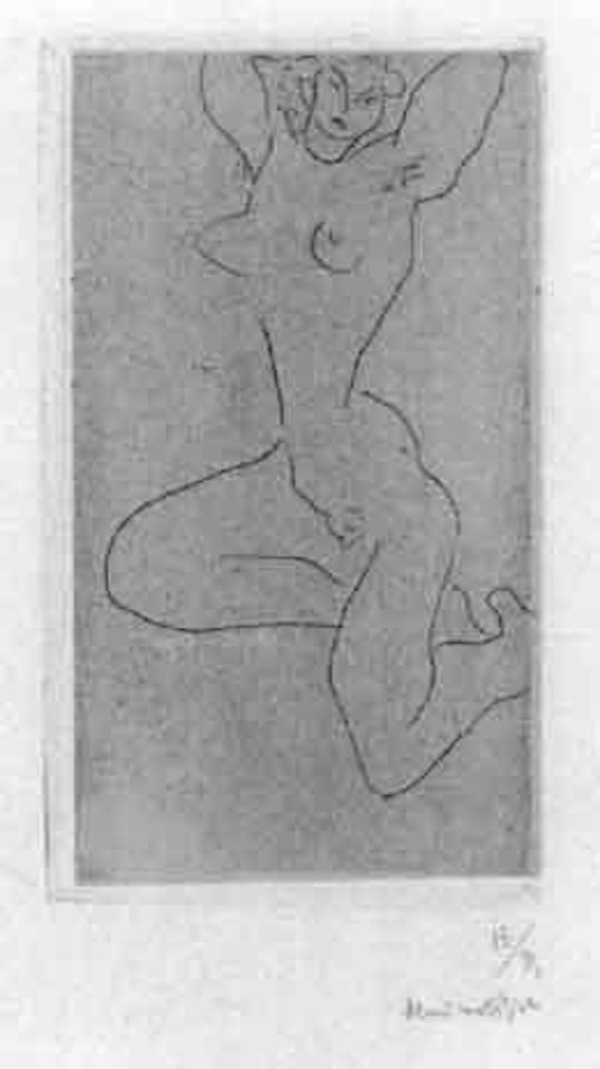 Nu assis sur la jambe droite, bras leves by Henri Matisse