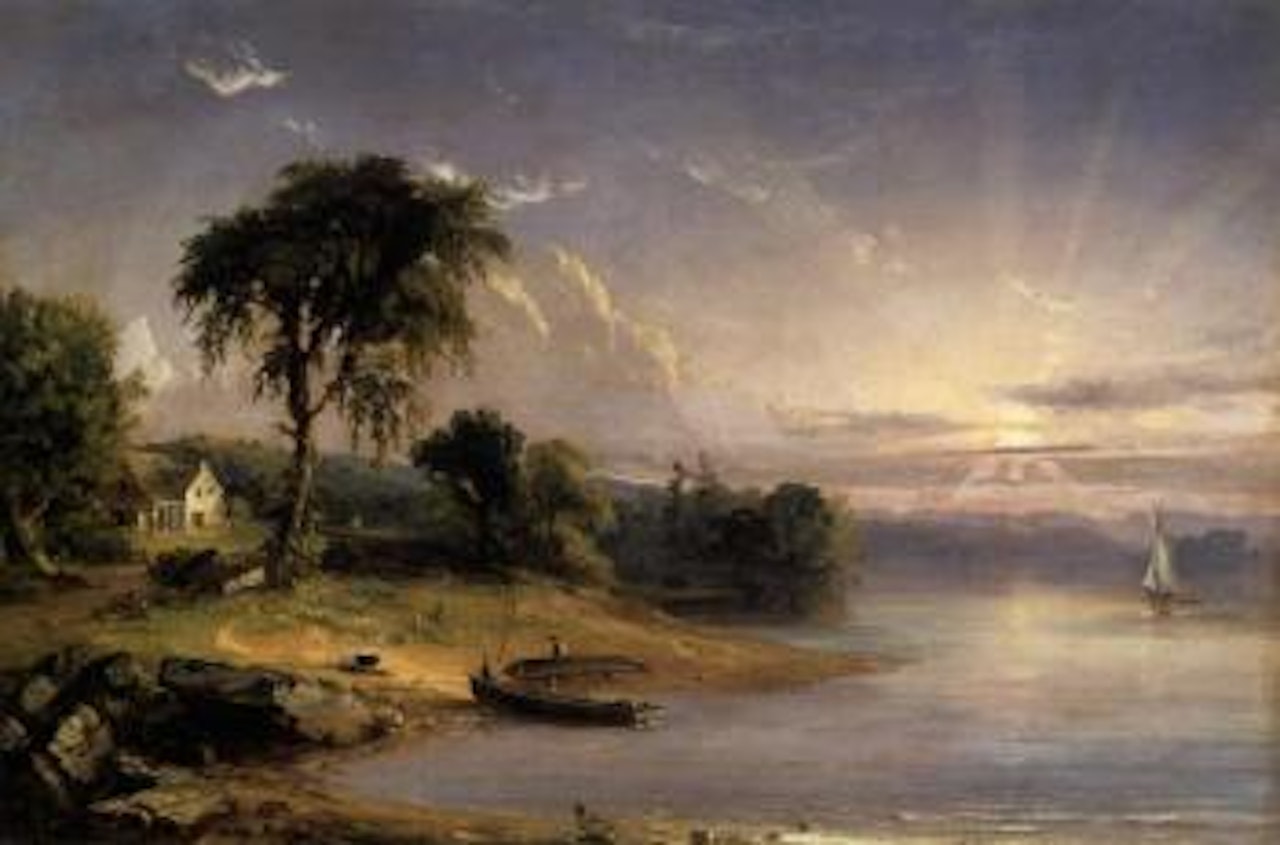 Boat caulking on Greenwood lake by Jasper Francis Cropsey
