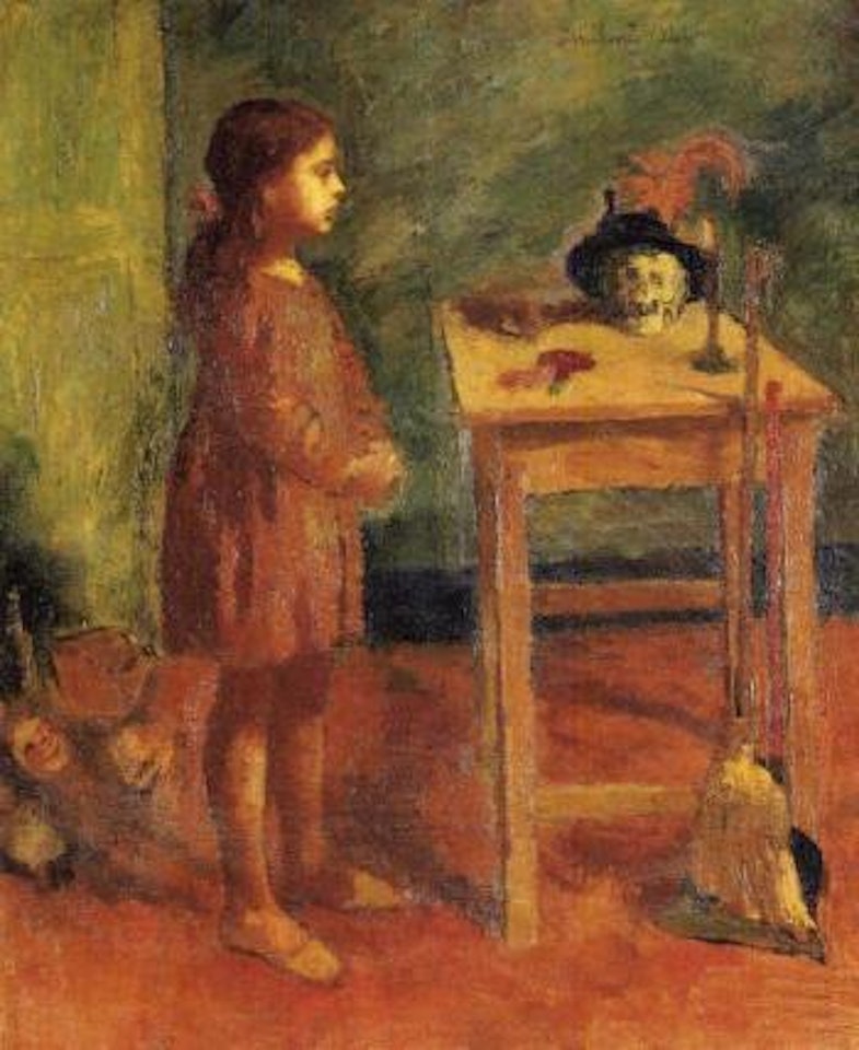 Girl by coffee table by Franco Gentilini
