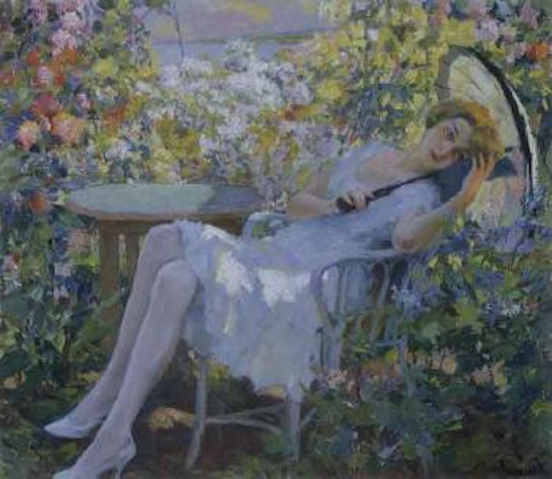 Young girl with a parasol by Edward Cucuel