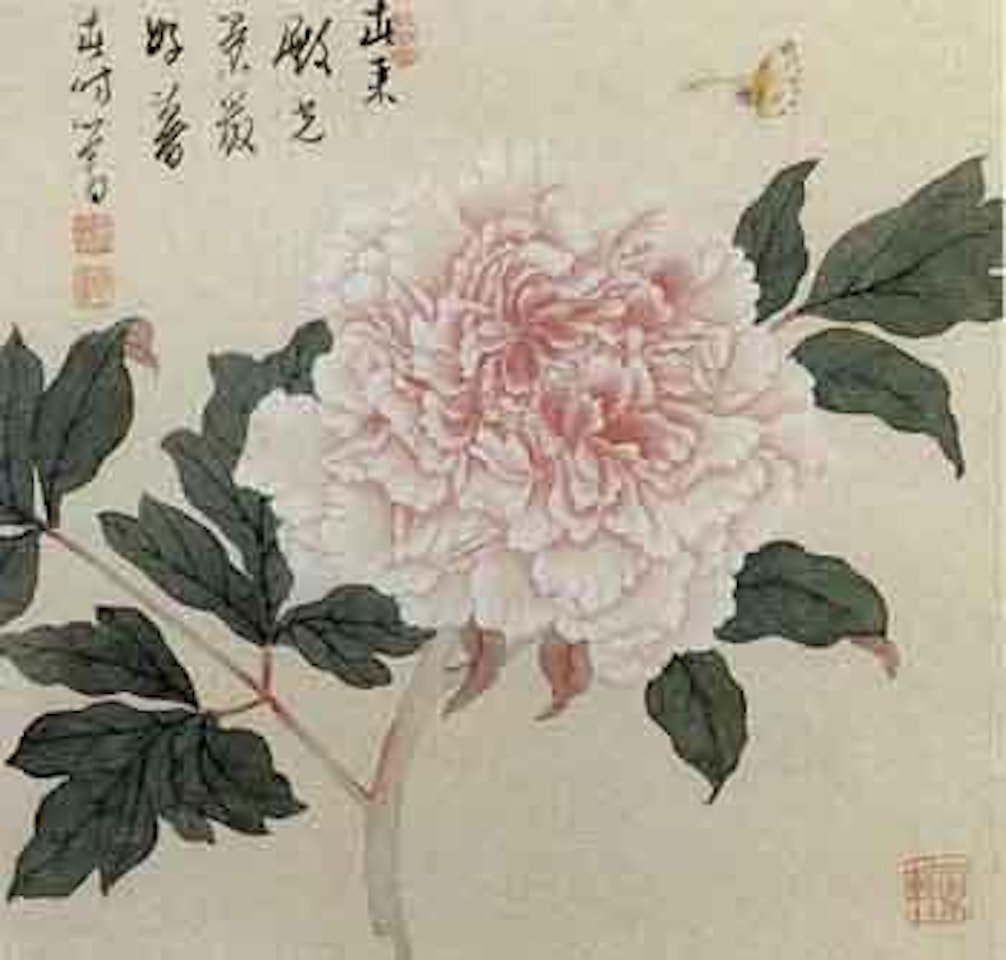 Butterflies dancing with peony by Pu Ru