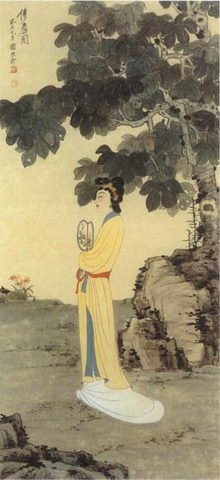 Lady by a tung tree by Xie Zhiliu