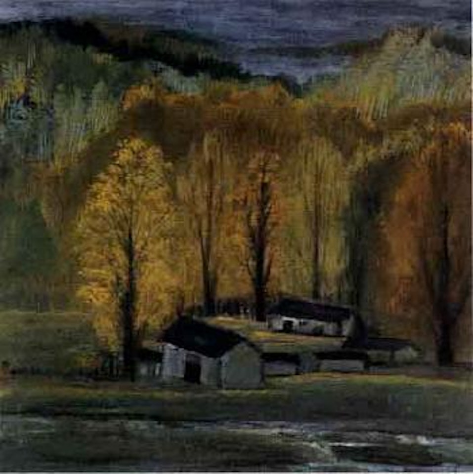 Cottages shielded by trees by Lin Fengmian