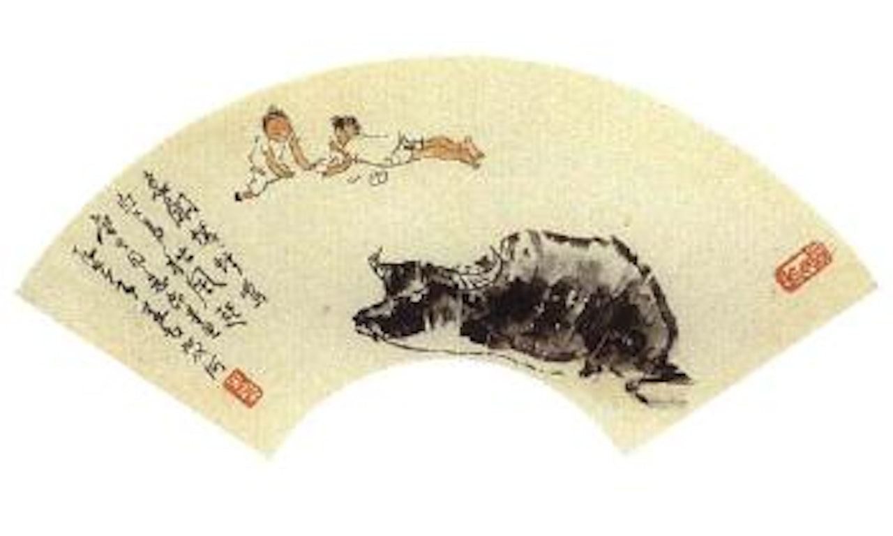 Herdboys playing crickets by Li Keran