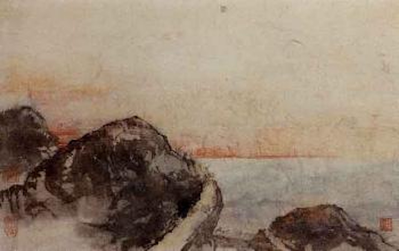 Journey in sunset by Fu Baoshi