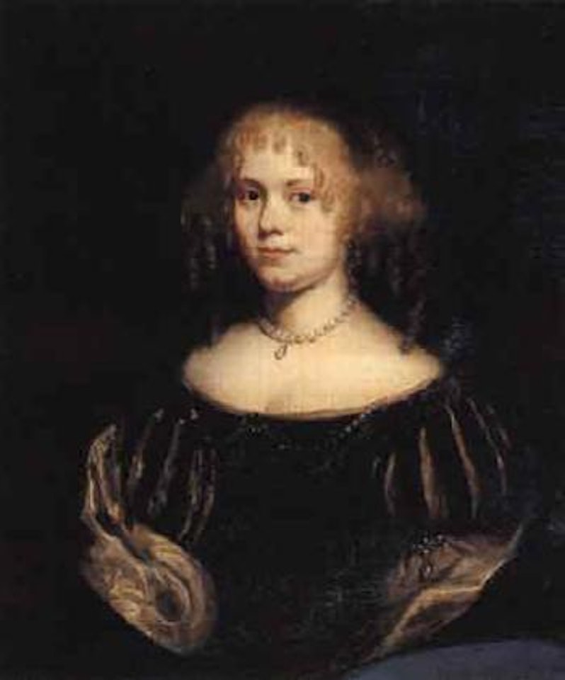 Portrait of a lady with a pearl necklace by Nicolaes Maes