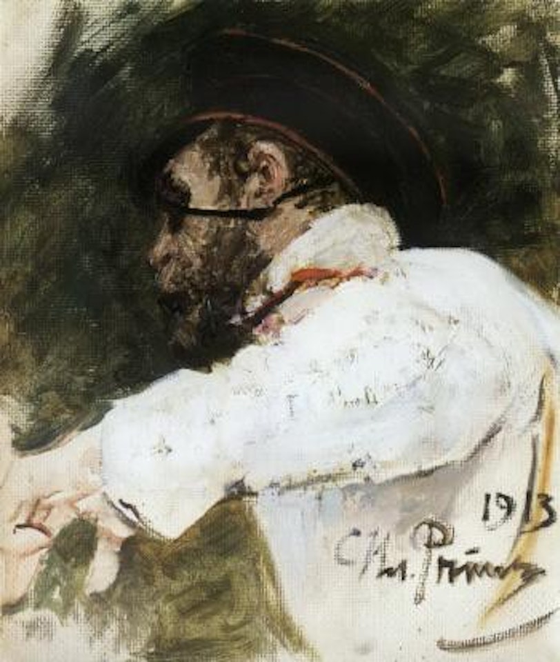Study of bearded man in peaked cap by Ilya Yefimovich Repin