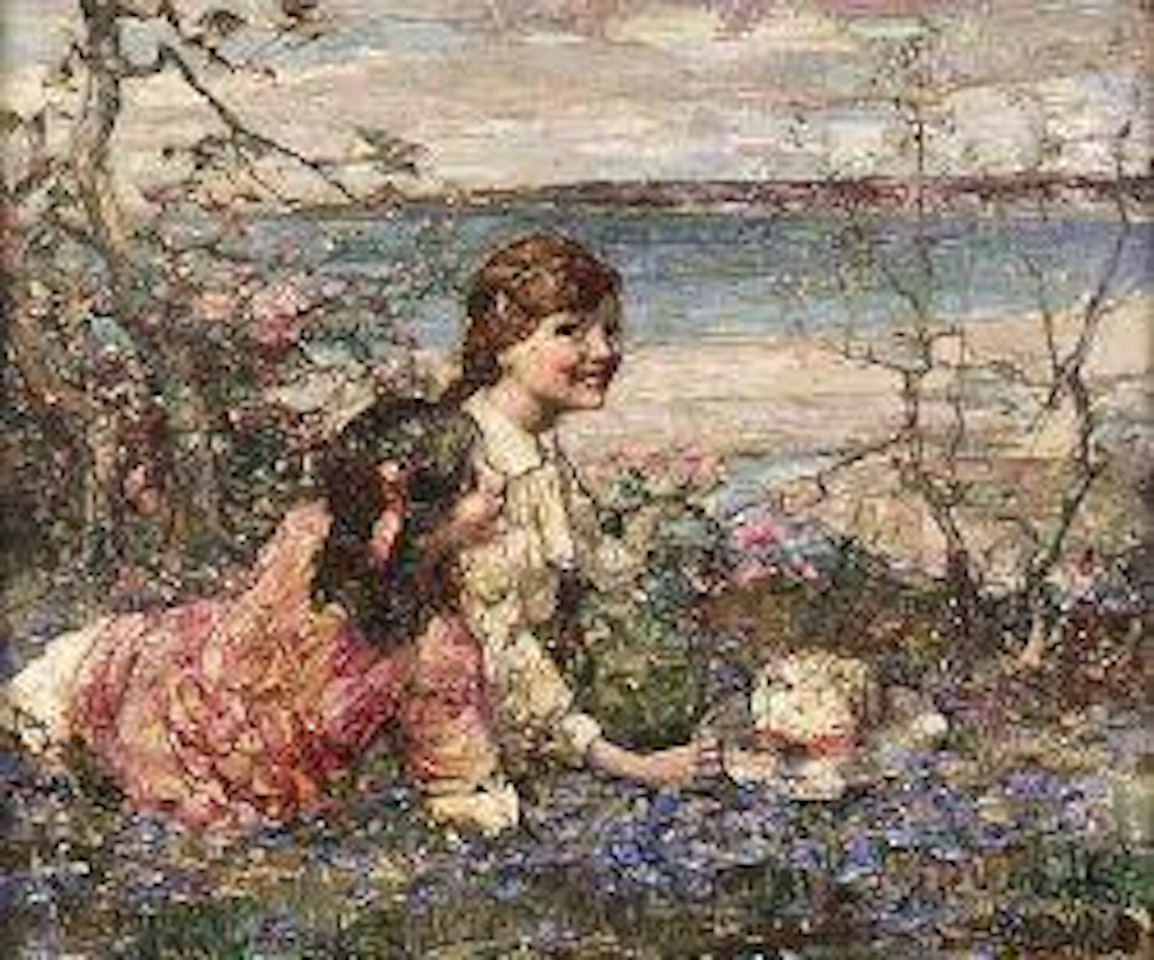 Pink bonnet, Brighouse Bay by Edward Atkinson Hornel