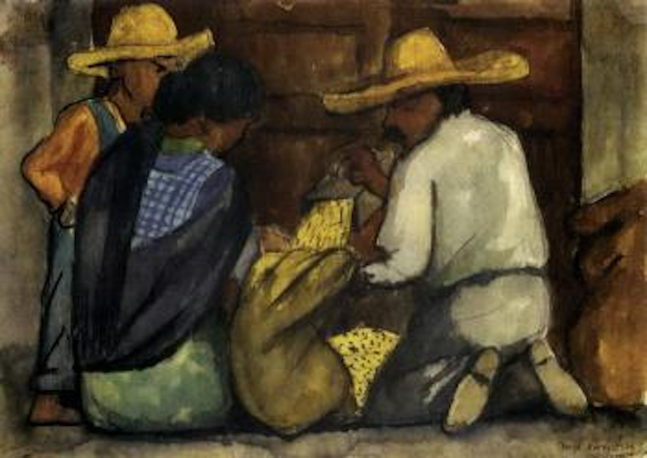 Vendedores de grano - Wheat sellers by Diego Rivera