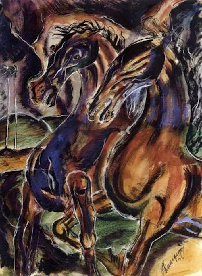 Dos caballos - Two horses by Carlos Enriquez