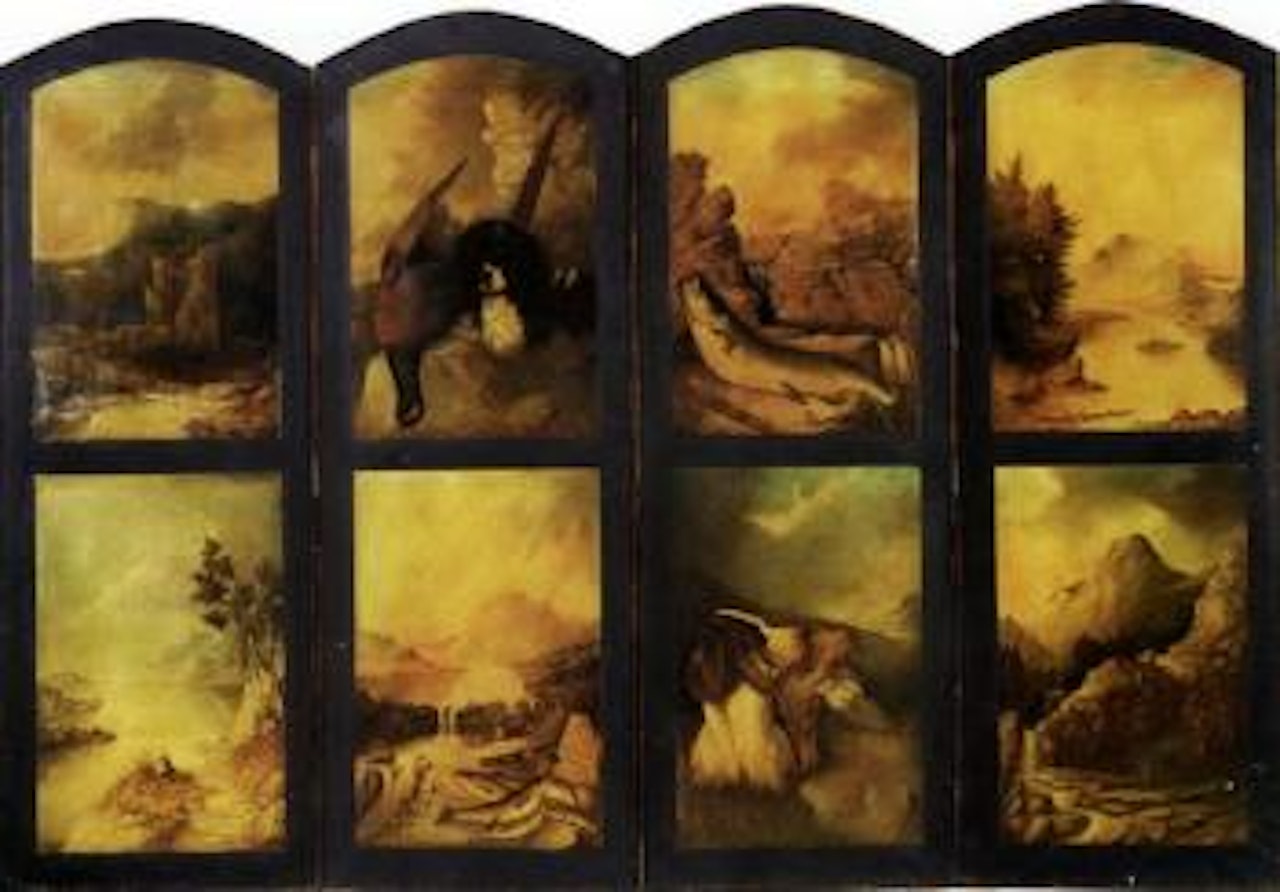 Fishing and hunting scenes by English School