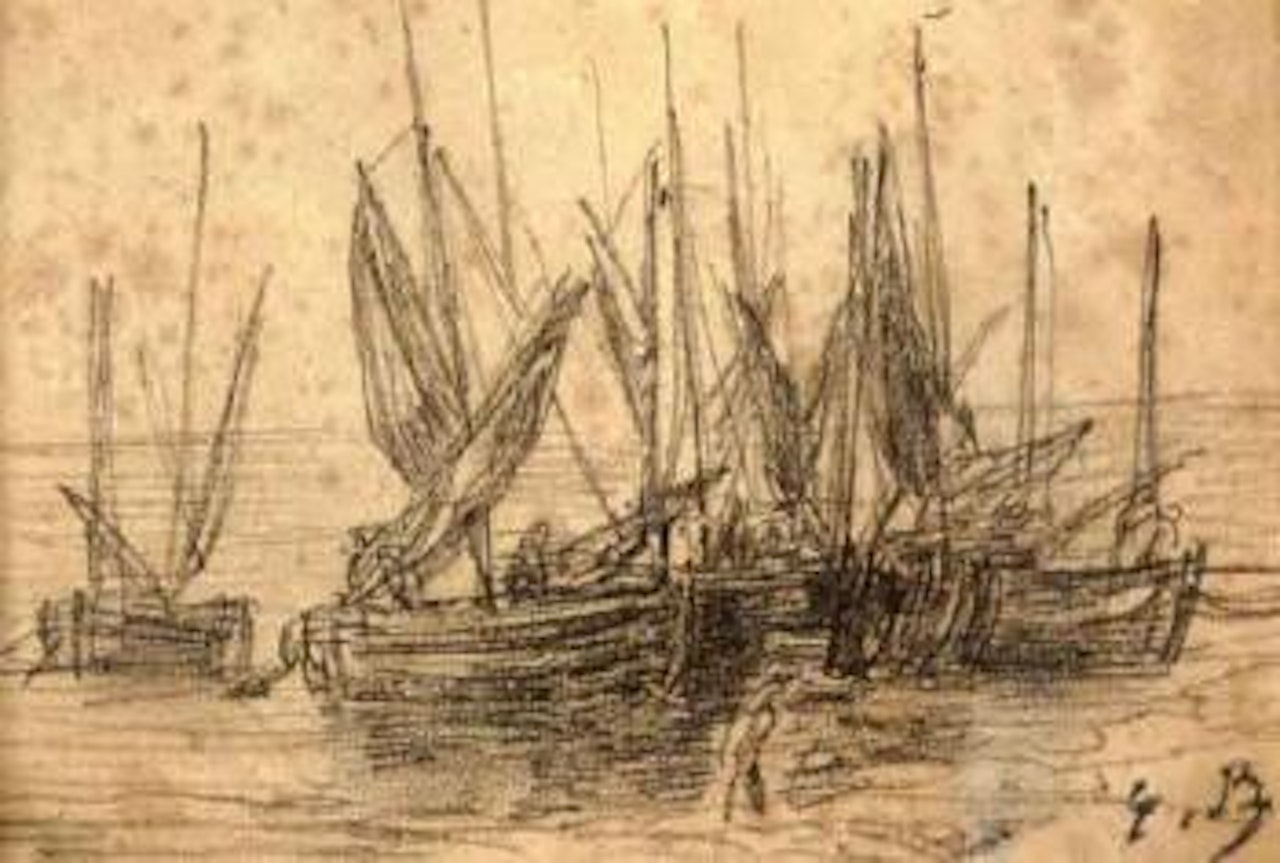 Les voiliers, maree basse by Eugène Boudin