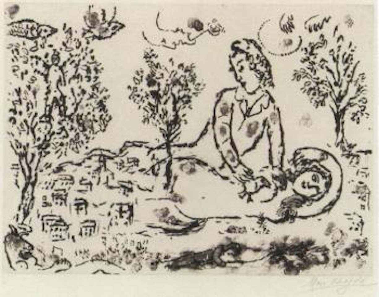 Les Amoureux sous l'arbre by Marc Chagall
