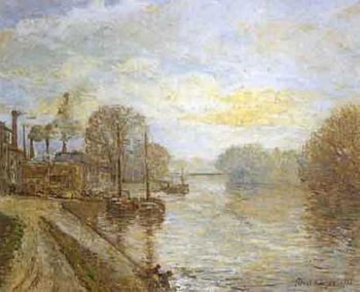 Bateaux et lavandieres en bord de Seine by Albert Gleizes