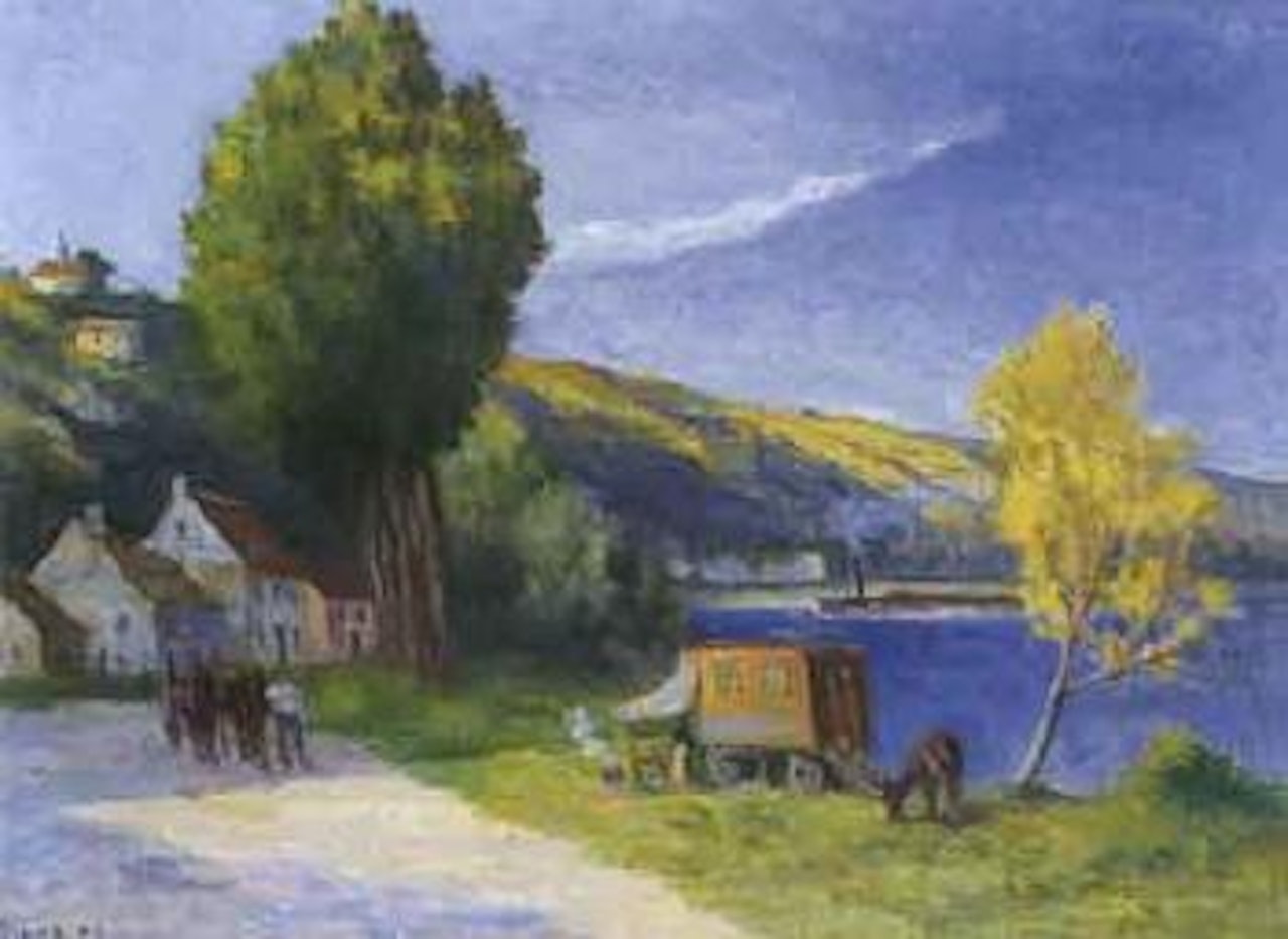 Bord de Seine a l'entree du village de Rolleboise by Maximilien Luce