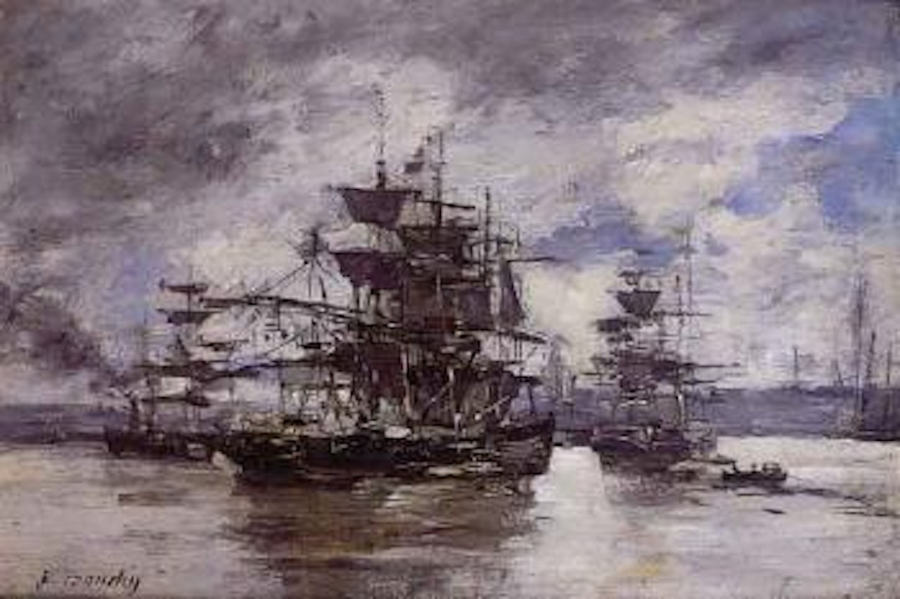 Voiliers au port by Eugène Boudin